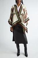 Etro Mixed Print Cotton Reversible Cape in Ivory Multi at Nordstrom