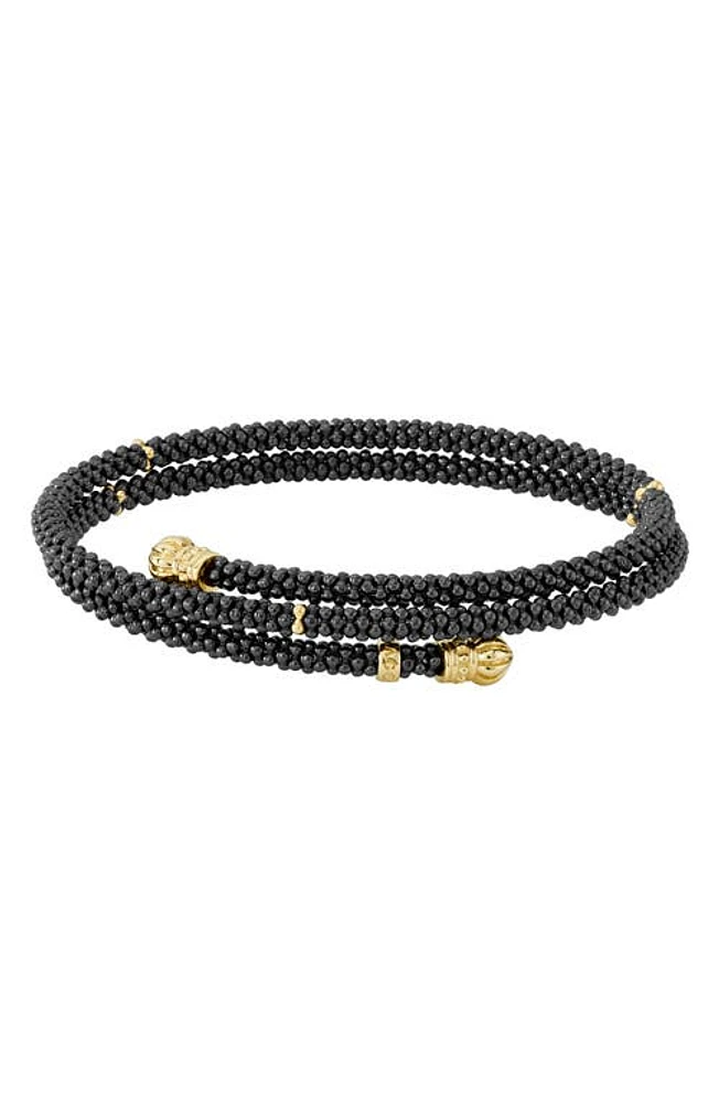 LAGOS Gold & Black Caviar Coil Bracelet at Nordstrom, Size Medium