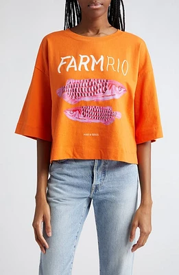 FARM Rio Tropical Fish Cotton Graphic T-Shirt Orange at Nordstrom,