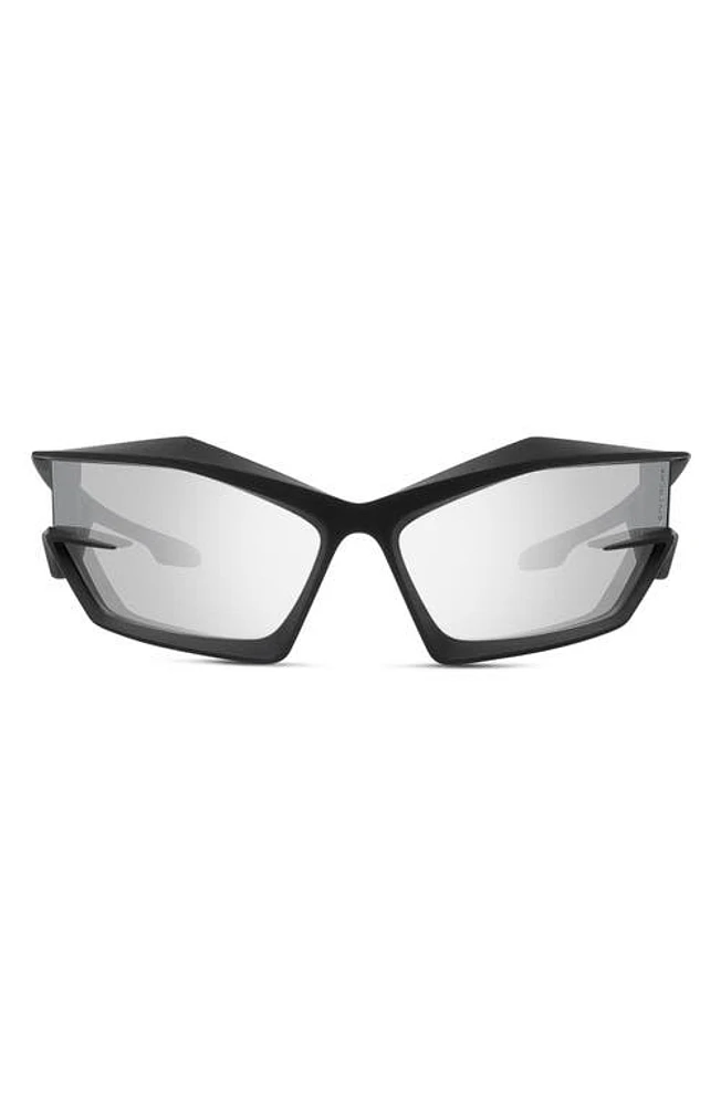 Givenchy Geometric Sunglasses in Matte Black /Smoke Mirror at Nordstrom