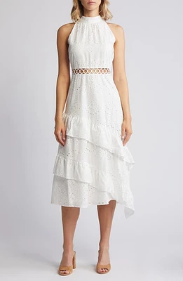 Sam Edelman Sleeveless Embroidered Eyelet Ruffle Dress at Nordstrom,