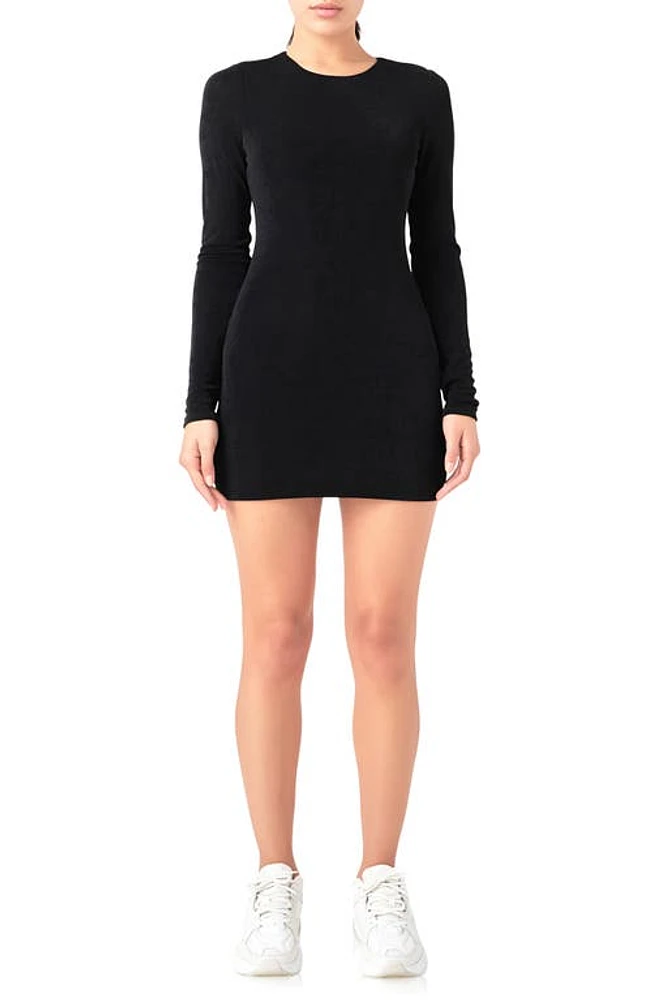 Grey Lab Long Sleeve Mini Sweater Dress at Nordstrom,