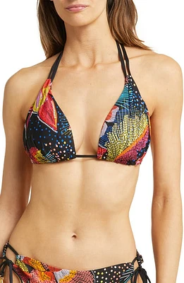 La Blanca Sunlit Soiree Halter Bikini Top Black Multi at Nordstrom,