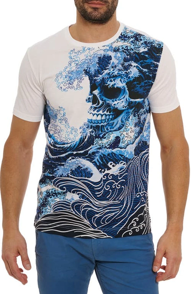 Robert Graham Skull Wave Cotton Graphic T-Shirt Blue at Nordstrom,