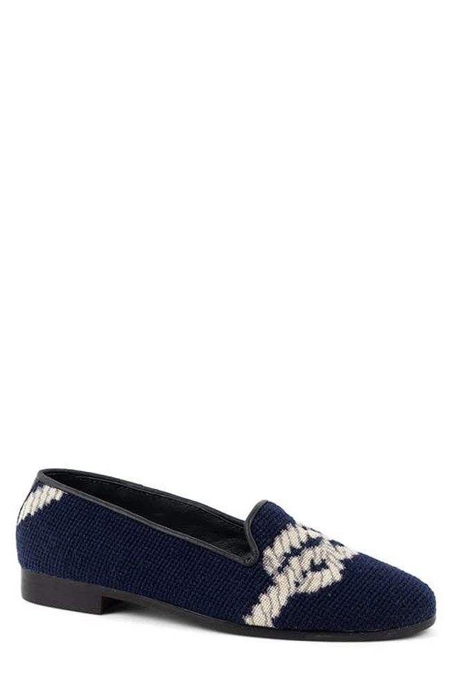 ByPaige BY PAIGE Needlepoint Nautical Flat Navy at Nordstrom,