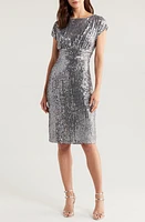 Connected Apparel Sequin Cocktail Dress Charcoal at Nordstrom,