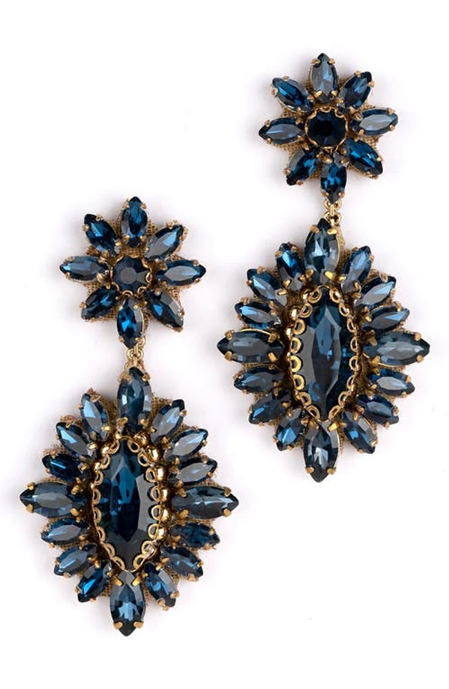 Deepa Gurnani Alianah Crystal Drop Earrings in Sapphire at Nordstrom