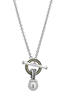 LAGOS Luna Pearl Toggle Pendant Necklace in Silver/Pearl at Nordstrom, Size 18 In