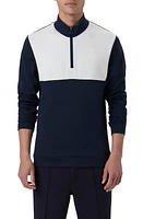 Bugatchi Colorblock Quarter Zip Pullover Navy at Nordstrom,