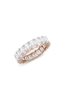 HauteCarat Radiant Cut Lab Created Diamond Eternity Ring in 18K Rose Gold at Nordstrom