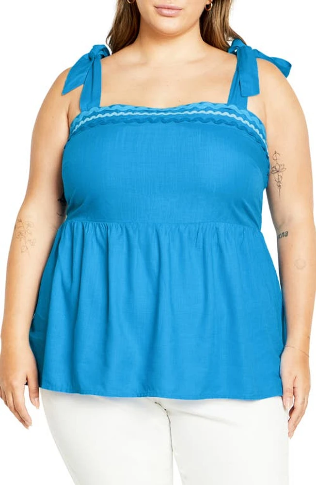 City Chic Paradiso Tie Strap Tank Ice Blue at