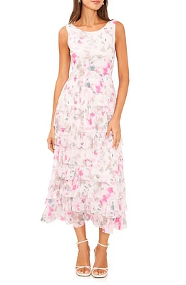 Vince Camuto Floral Tiered Ruffle Dress New Ivory at Nordstrom,