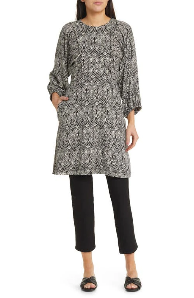 Masai Copenhagen Gusa Abstract Print Long Sleeve Dress Black at Nordstrom,