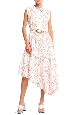 CIEBON Colleen Embroidered Belted Midi Shirtdress White at Nordstrom,