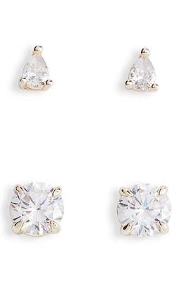 Melinda Maria I Got a Raise Set of 2 Stud Earrings in Gold/white Diamondettes at Nordstrom