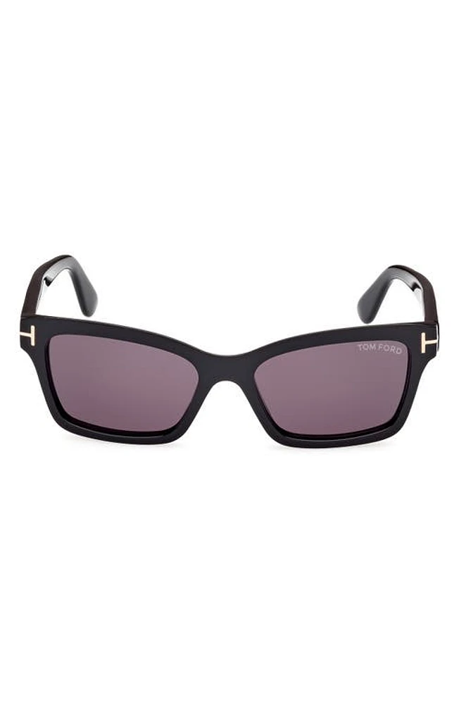 TOM FORD Mikel 54mm Square Sunglasses in Shiny Black /Smoke at Nordstrom