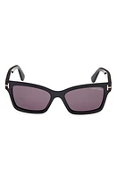 TOM FORD Mikel 54mm Square Sunglasses in Shiny Black /Smoke at Nordstrom