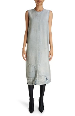 Balenciaga Upside Down Denim Midi Dress Dirty Blue at Nordstrom, Us