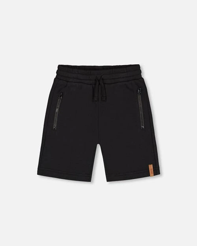 Deux Par Deux Boy's French Terry Short With Zipper Pockets Black at Nordstrom