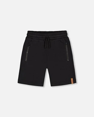 Deux Par Deux Boy's French Terry Short With Zipper Pockets Black at Nordstrom