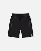 Deux Par Deux Boy's French Terry Short With Zipper Pockets Black at Nordstrom