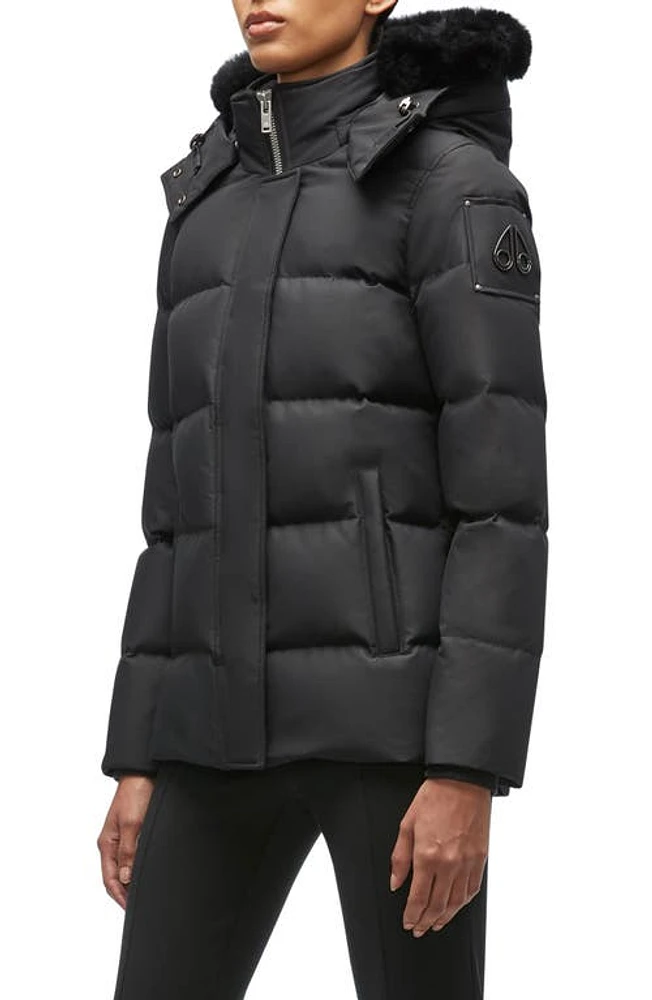 Moose Knuckles Women's Cloud 3Q Down Jacket with Removable Genuine Shearling Trim in Black/Black at Nordstrom, Size X-Small