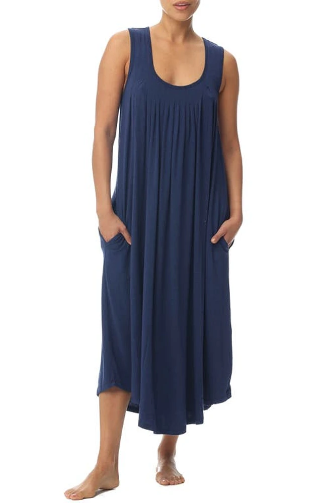 Papinelle Pleated Nightgown Navy at Nordstrom,