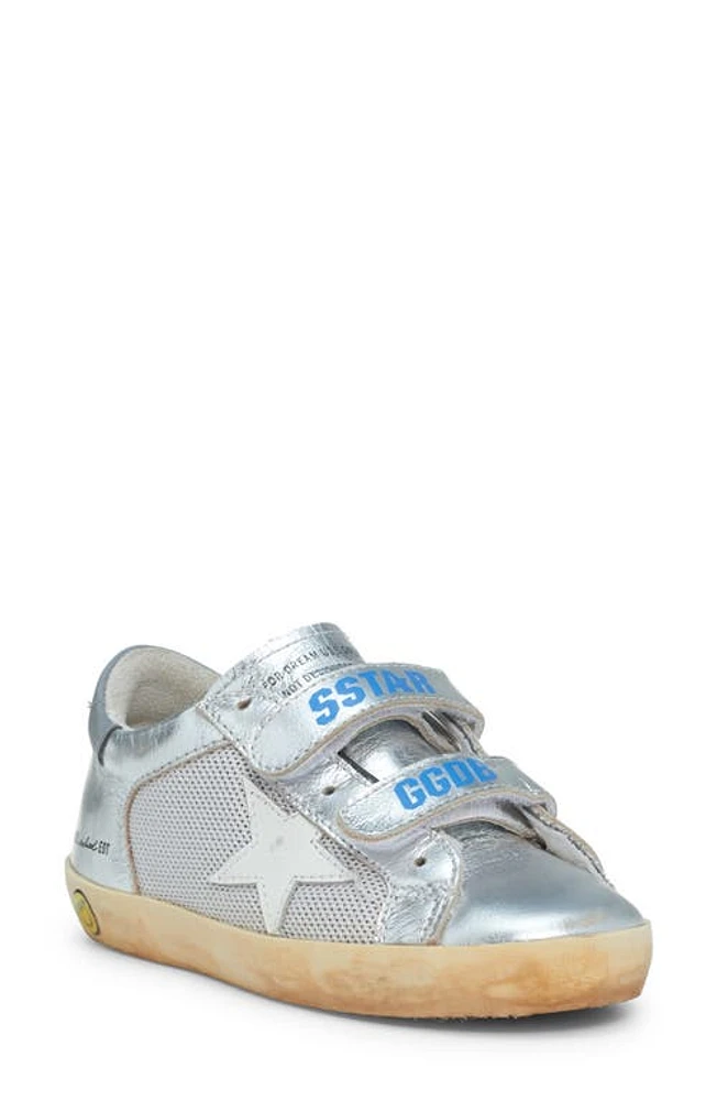 Golden Goose Kids' Old School Mesh & Metallic Leather Sneaker Silver/White/Grey at Nordstrom,