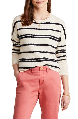 vineyard vines Rope Stripe Crewneck Sweater in Marshmallow at Nordstrom, Size Small