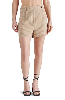 Steve Madden Imelda Pinstripe Linen Blend Shorts Wood Thrush at Nordstrom,