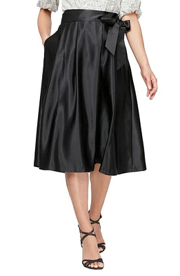 Alex Evenings Bow Detail Satin Skirt Black at Nordstrom, P