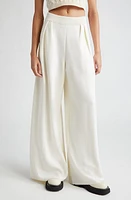 Max Mara Nocera Pleated Wide Leg Virgin Wool Sweater Pants White at Nordstrom,