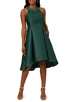 Adrianna Papell Beaded Neck Mikado Midi Fit & Flare Dress at Nordstrom,