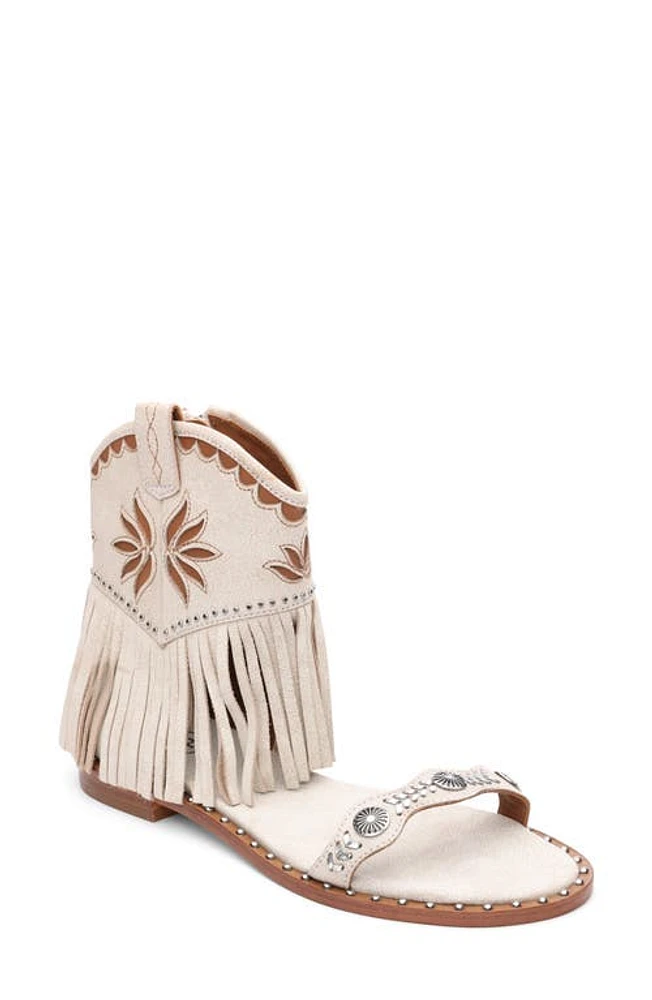 Ash Paquito Fringe Sandal Beige-White/Cinnamon at Nordstrom,