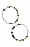 The Healer's Collection N6 Happiness/Ease Set of 2 Healer's Bracelets in Silver at Nordstrom