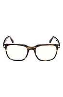 TOM FORD 53mm Square Blue Light Blocking Glasses in Dark Brown /Smoke at Nordstrom