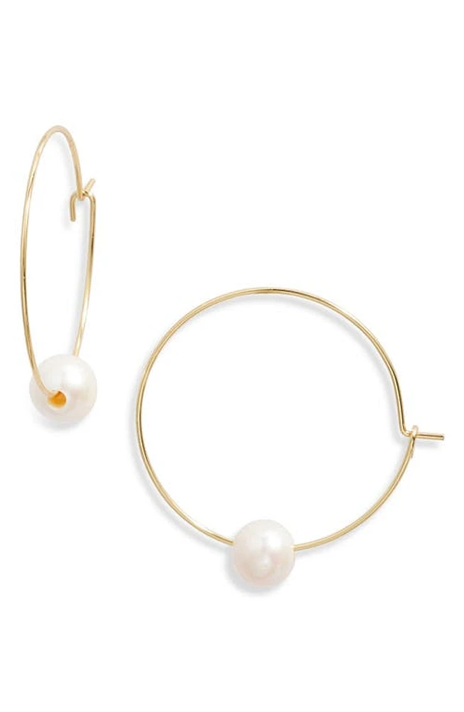 ki-ele Freshwater Pearl Hoop Earrings in Gold at Nordstrom