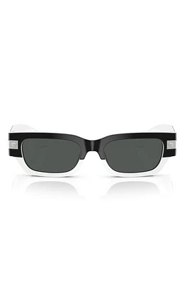 Versace 53mm Plaque Rectangular Sunglasses in Black White at Nordstrom