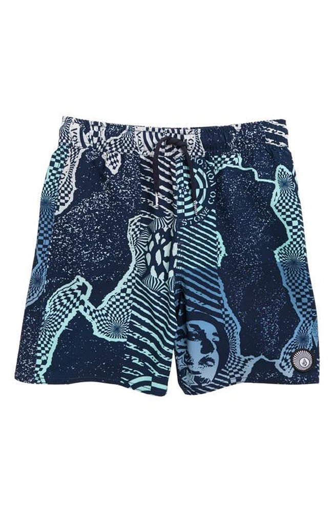 Volcom Psychop Swim Trunks Stone Blue at