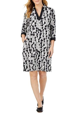 Foxcroft Angel Retro Bubbles Shift Dress Black at Nordstrom,