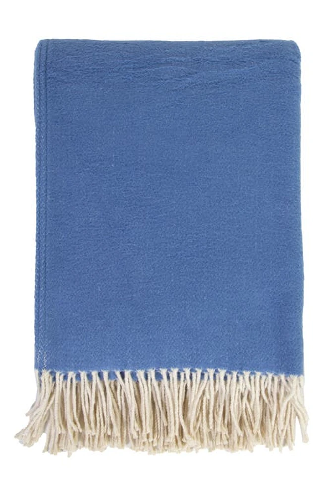 Pom Pom at Home Billie Fringe Cotton Throw Blanket in French Blue at Nordstrom, Size 50X70