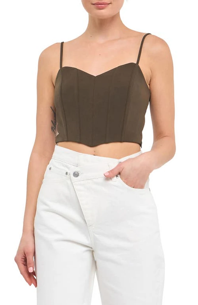 Endless Rose Bustier Crop Top in Army Green at Nordstrom, Size Small