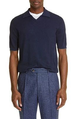 Brunello Cucinelli Short Sleeve Cotton Polo Sweater Ca058 Dark Blue at Nordstrom, Us