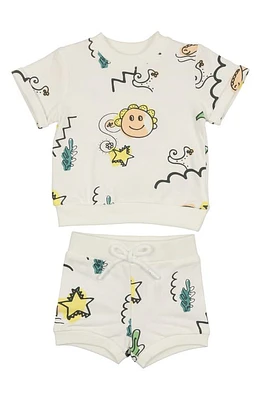 Manière Coloring Book T-Shirt & Shorts Set in White at Nordstrom, Size 3M