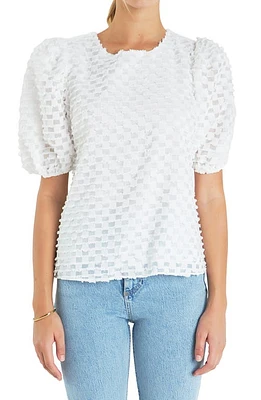 English Factory Textured Puff Sleeve Top White at Nordstrom,