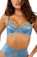 Playful Promises Olympia Storm Diamante Strappy Underwire Bra Blue at Nordstrom,