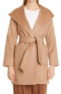 Max Mara Rialto Hooded Camel Hair Wrap Coat at Nordstrom,