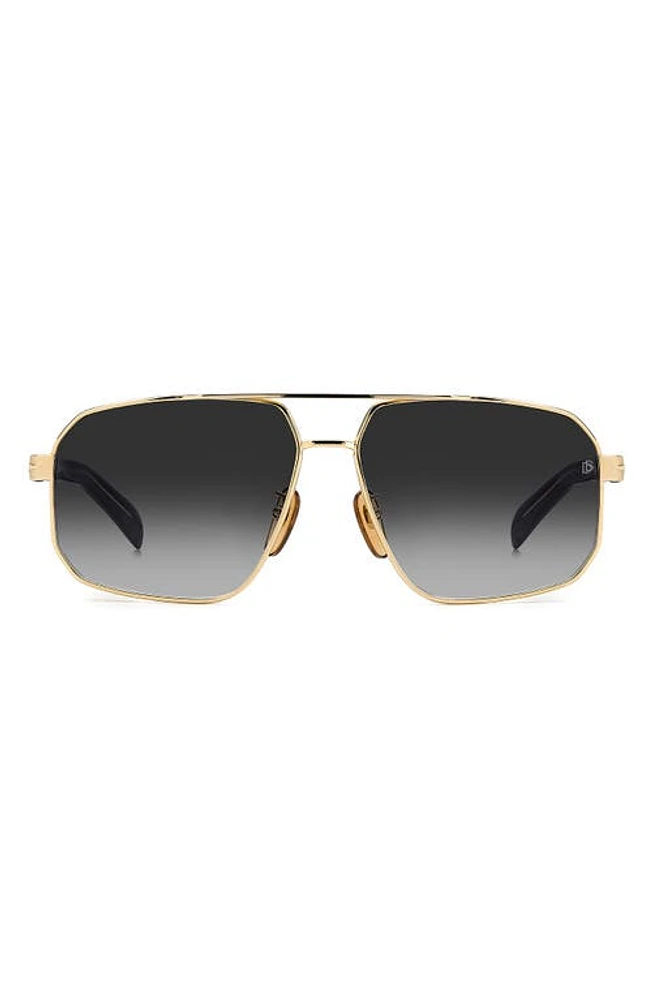 David Beckham Eyewear 61mm Rectangular Sunglasses in Gold Black at Nordstrom