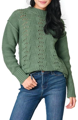 GIBSONLOOK Scallop Stitch Sweater Sage at Nordstrom,