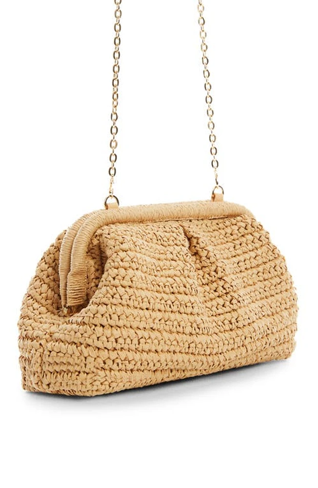 MANGO Amalfi Crochet Straw Clutch in Light Beige at Nordstrom